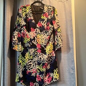 Taylor Navy and White Floral Dress